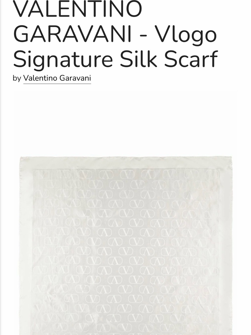 Valentino Garavani White VLogo Silk Scarf